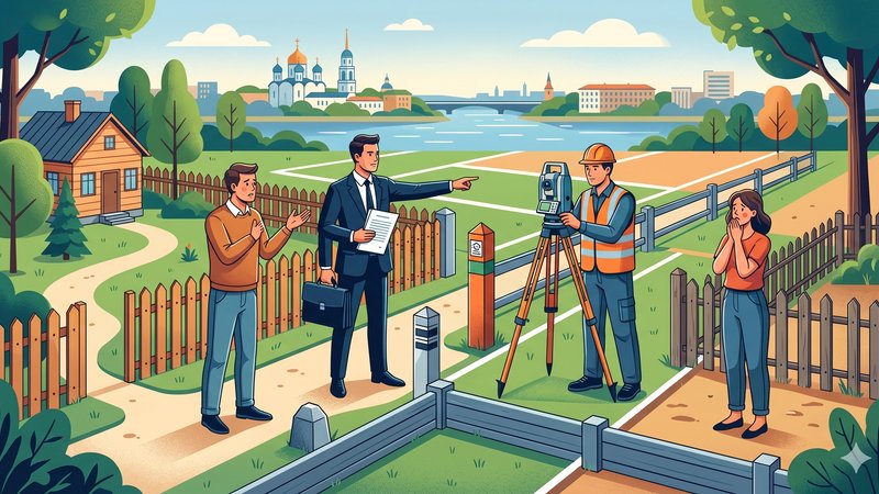 Иллюстрация земельного участка с разметкой границ для статьи о защите прав собственности в Твери