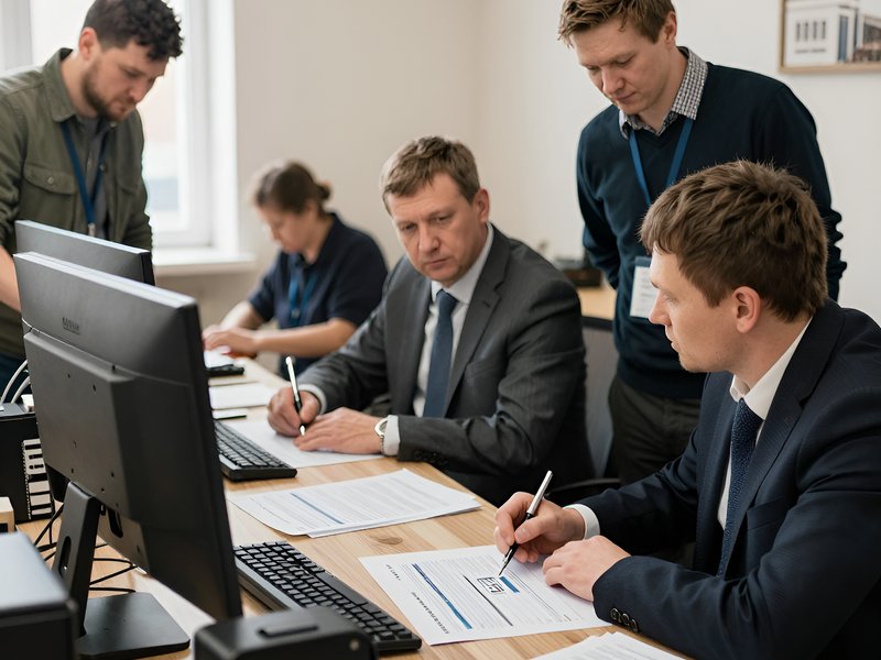Команда юристов компании Право Успех обсуждает земельный спор в офисе в Твери
