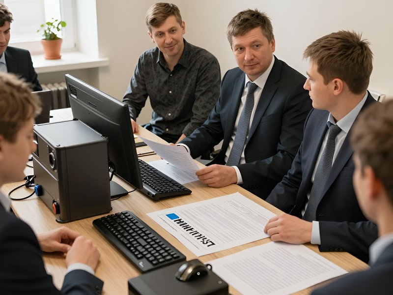 Команда юристов компании Право Успех обсуждает земельный спор в офисе в Твери